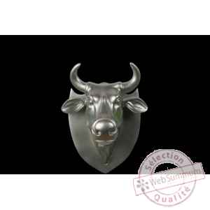 Figurine Trophée vache cowhead silver 25cm Art in the City 80998